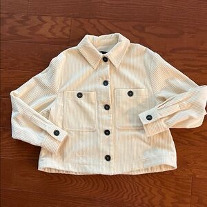 Zara Cream Corduroy Jacket with Dark Buttons